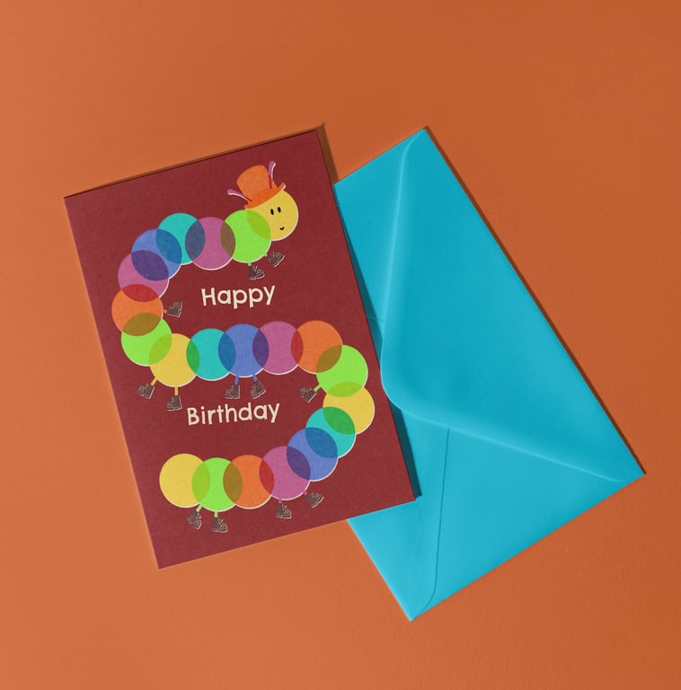 Caterpillar Happy Birthday Card