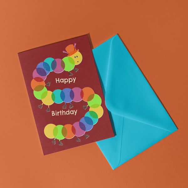 Caterpillar Happy Birthday Card