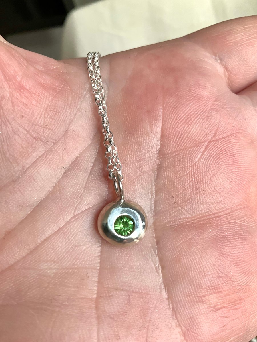 Silver Gem Pebble Amulet 