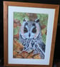 Stunning original Long Eared Owl Framed watercolour piece - Image 2