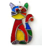 Cat Suncatcher Stained Glass Rainbow Picasso Patchwork 011