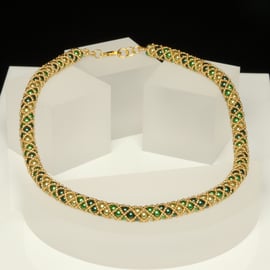 Green and Gold Netted Necklace 