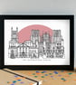 Wells Skyline Art Print - Image 3