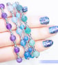 Beaded bracelet with crackle glass and sterling silver green blue stretchy - Image 8