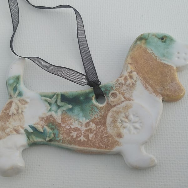 Handmade Basset hound Ceramic Hanging Decoration