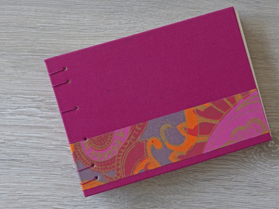 Handmade Watercolour Sketchbook A6 in pink
