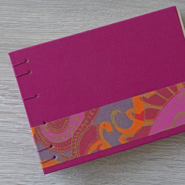 Handmade Watercolour Sketchbook A6 in pink