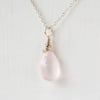 Rose Quartz Briolette Pendant on Sterling Silver Chain