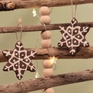 Ceramic Gingerbread Snowflake hanging decoration 