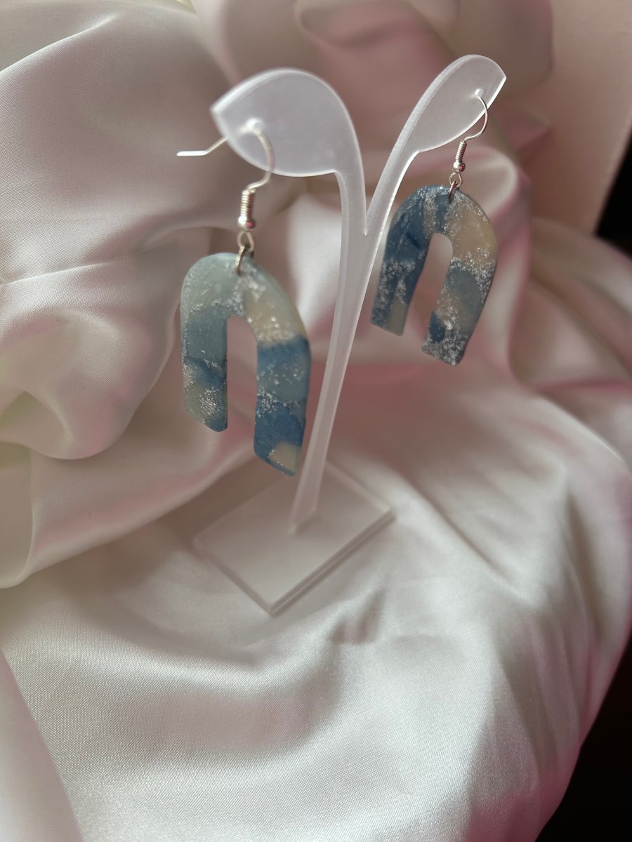 Blue marble I shaped dangles