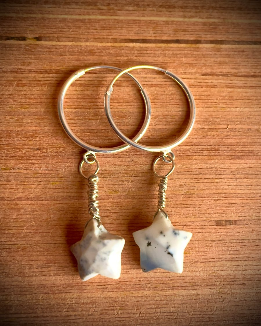 Dentric Opal star drop & solid Sterling Silver earrings 