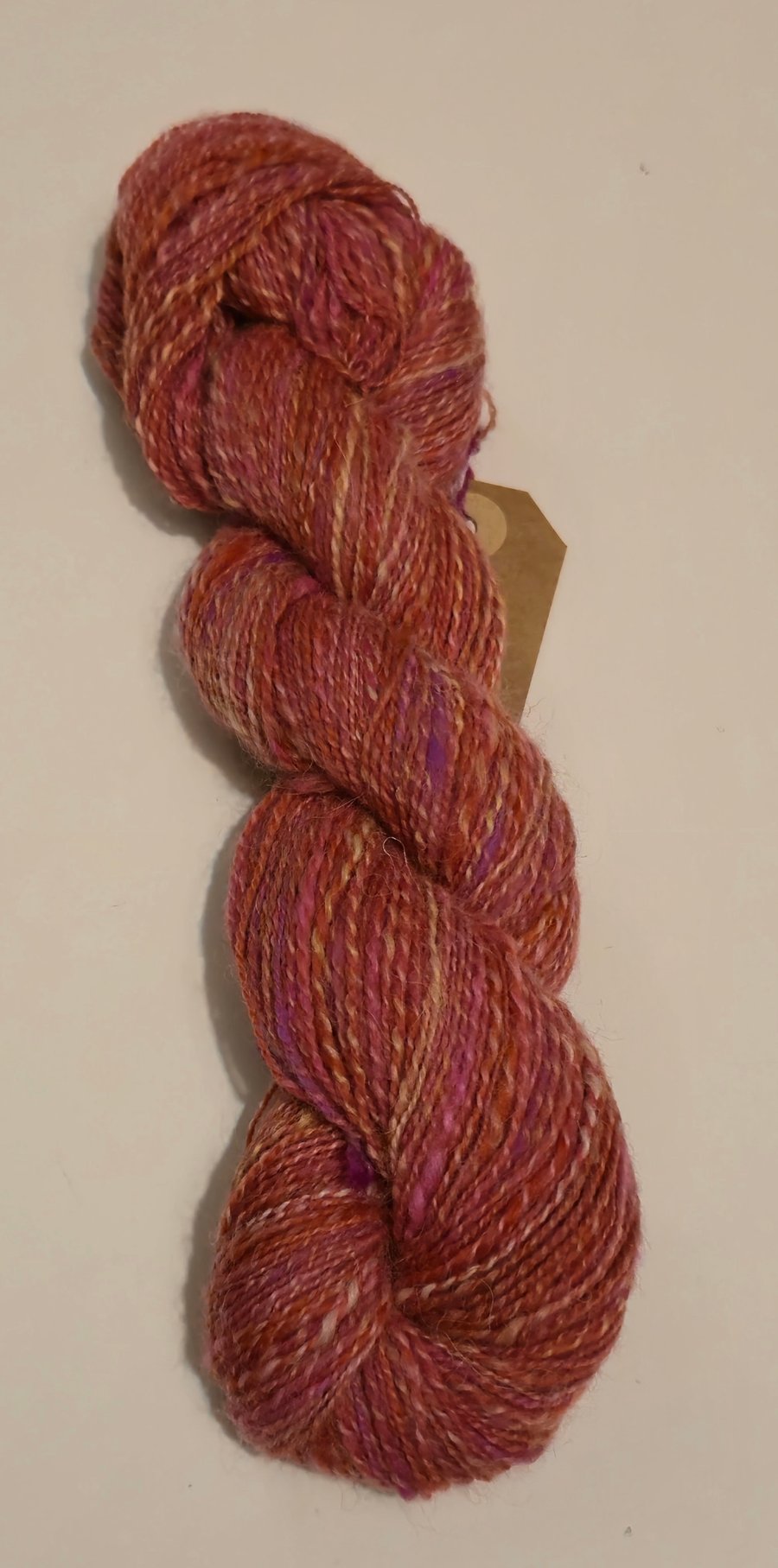 Handspun Mixed-fibres Candy pink yarn