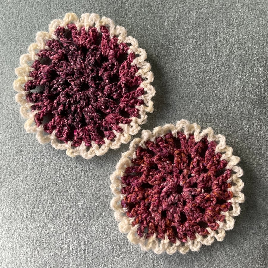 Pretty crocheted coasters or doilies (pair)