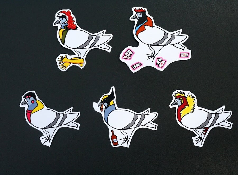 90s Cartoon Mutant Pigeon Illustration Magnets (Pack of 5) - Rebellious Rogues