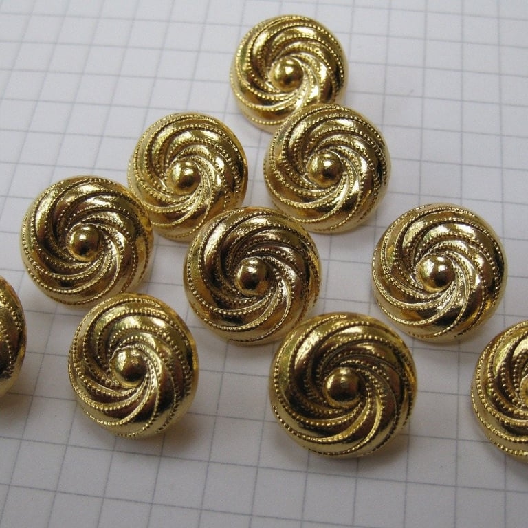 10 Small Gold Swirl Shank Buttons
