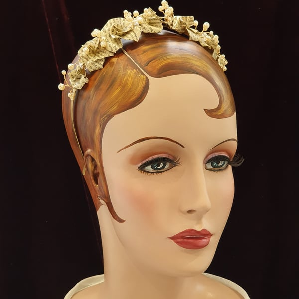 Book paper rose flower tiara for bride with choice of book, vintage faux pearls