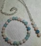 Handcrafted Morganite stretch bracelet and drop bead pendant set - Pink and Blue - Image 1