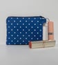 Coin purse in blue and white spot fabric - Image 1