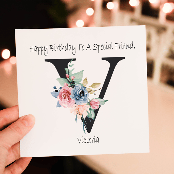 Letter Art Special Friend Birthday Card, Card for Friend, Birthday Card