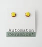 Flower stud earrings, yellow. - Image 1