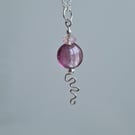 925 Silver & Pink Glass Beaded Necklace Pendant Gift Jewellery Jewelry Jewelery