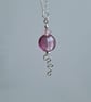 925 Silver & Pink Glass Beaded Necklace Pendant Gift Jewellery Jewelry Jewelery - Image 1