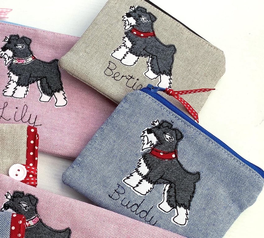 Schnauzer Dog Coin Purse - Custom Wallet Pouch - Choice of Design - Personalised