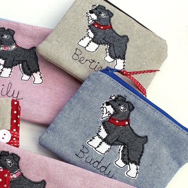 Schnauzer Dog Coin Purse - Custom Wallet Pouch - Choice of Design - Personalised
