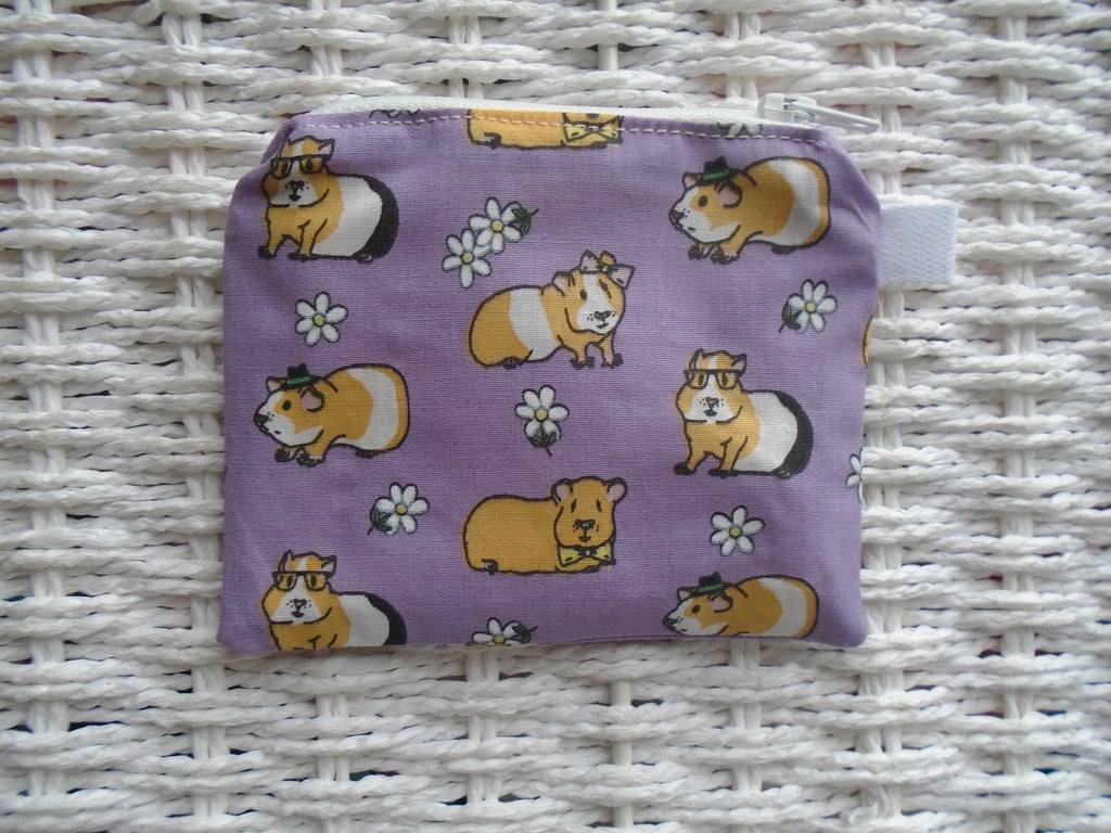 Purple Guinea Pig Purse or Card Holder 