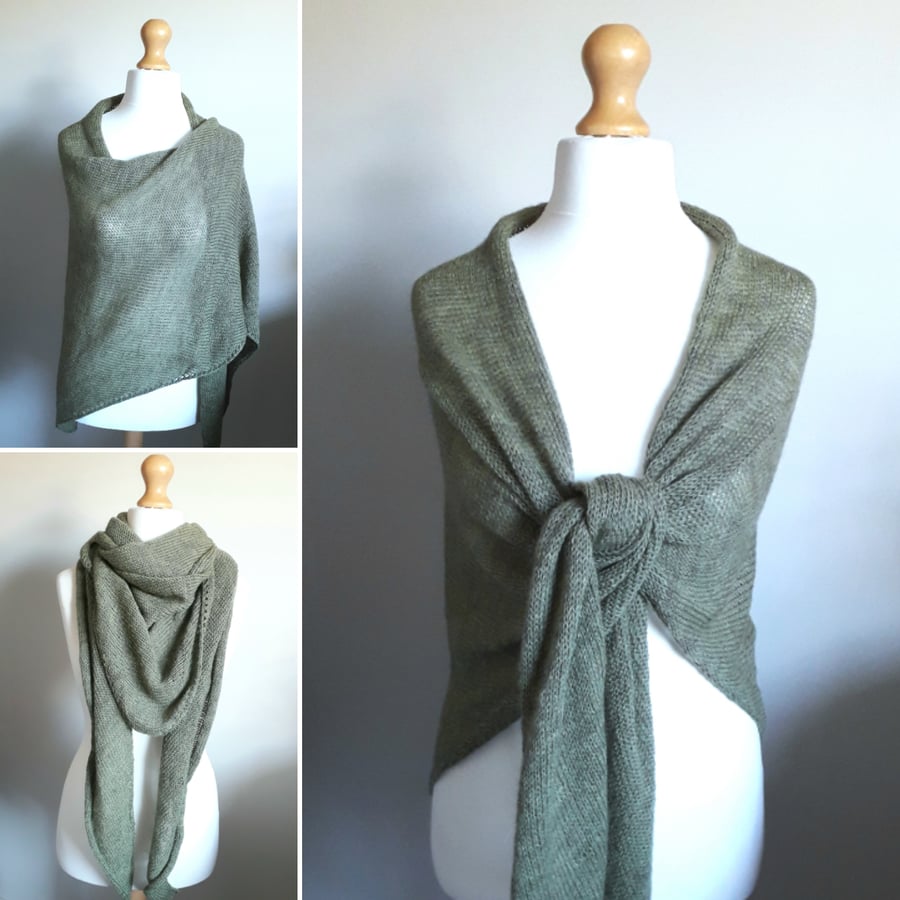 Large British Wool Wrap - Forest Green