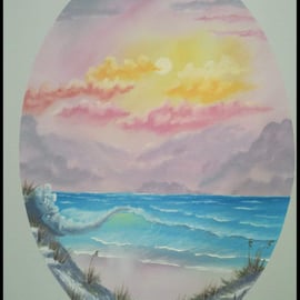 Pastel seascape original oil painting