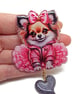 Chihuahua Bag Charm with Heart Clasp and Charm - Image 2