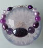 Purple Glass and Acrylic Bead Bracelet