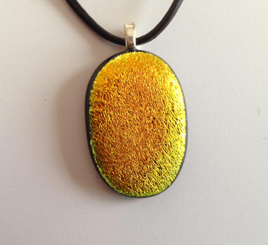 Handmade Fused Dichroic Glass Oval Pendant