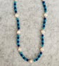 Blue bead and pearl necklace 