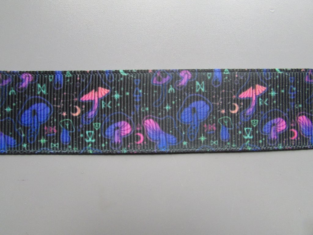 Magic Enchanted Toadstool Mushroom 2.5cm Grosgrain Ribbon x 1 metre