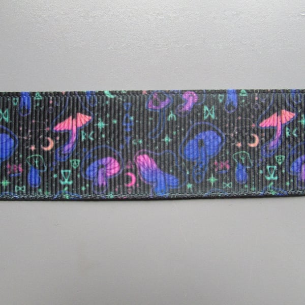 Magic Enchanted Toadstool Mushroom 2.5cm Grosgrain Ribbon x 1 metre