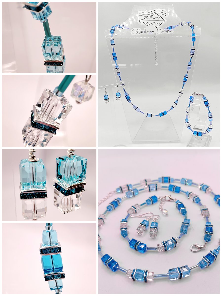 Crystal jewellery set, necklace, bracelet, earrings 