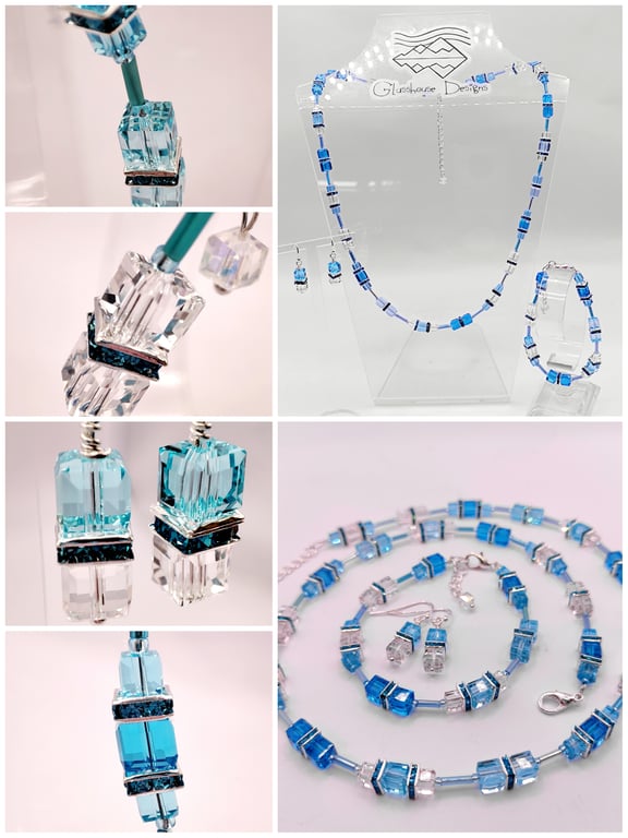 Crystal jewellery set, necklace, bracelet, earrings 