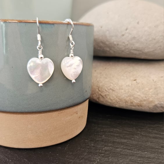 Mother of Pearl Heart Earrings