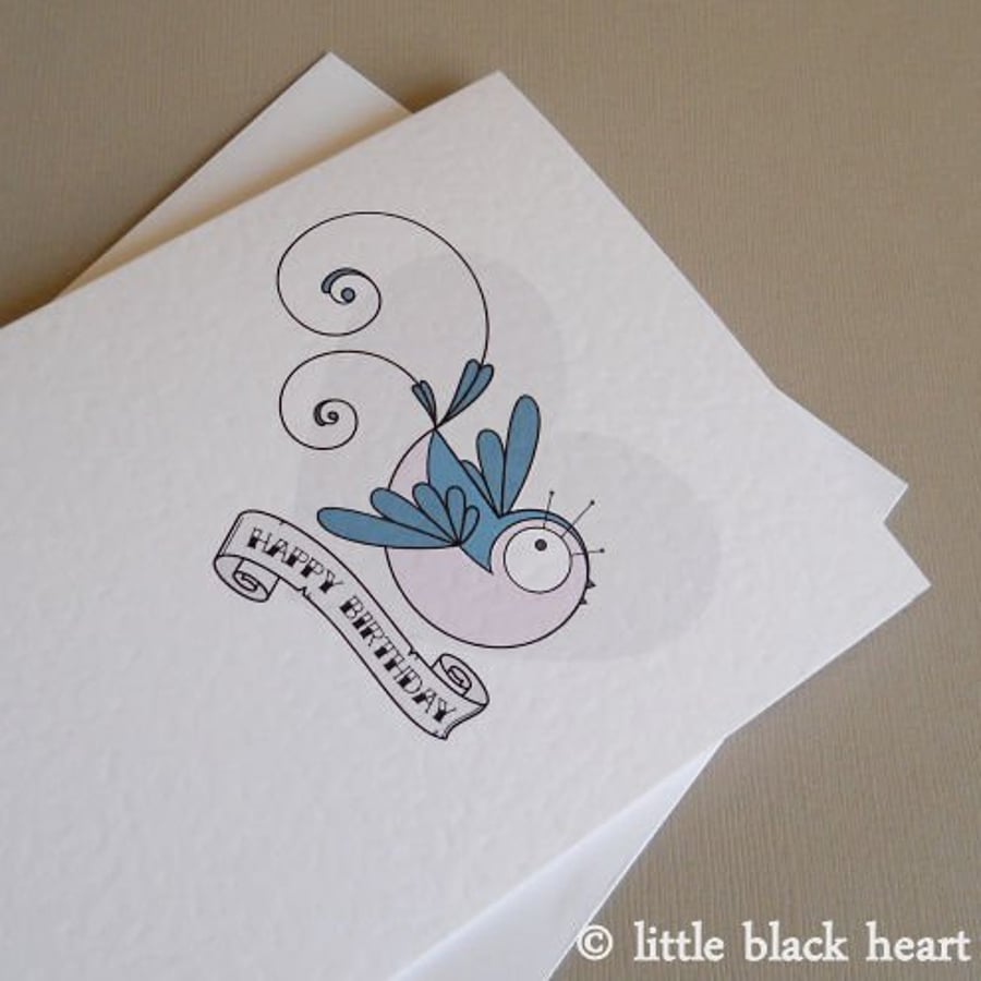 retro swallow birthday card