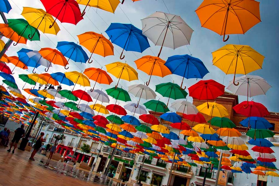 Colourful Umbrellas Torrox Costa Del Sol Spain Photograph Print