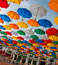 Colourful Umbrellas Torrox Costa Del Sol Spain Photograph Print - Image 1