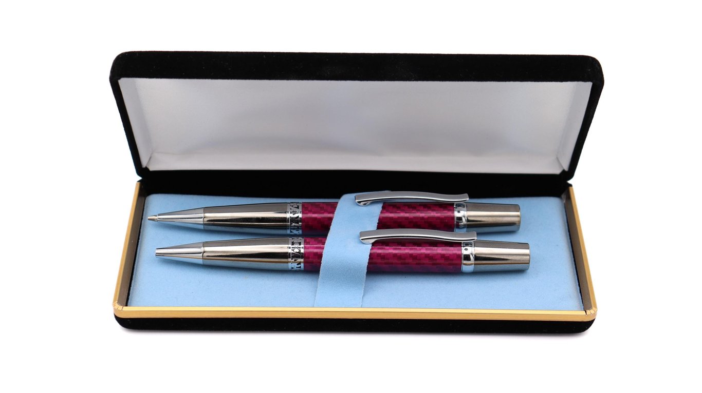 Majestic Pen & Pencil Set - Red Carbon Fibre