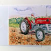 Blank greetings card A5 Massey Ferguson 135 tractor from original watercolour. 