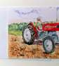 Blank greetings card A5 classic red tractor from original watercolour.  - Image 1
