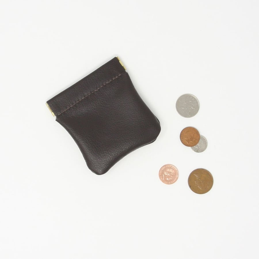 Brown leather squeeze purse