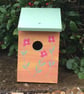 Gift Set - Hand Painted Pink Flowered Bird House & Coconut Suet Feeder - Image 1