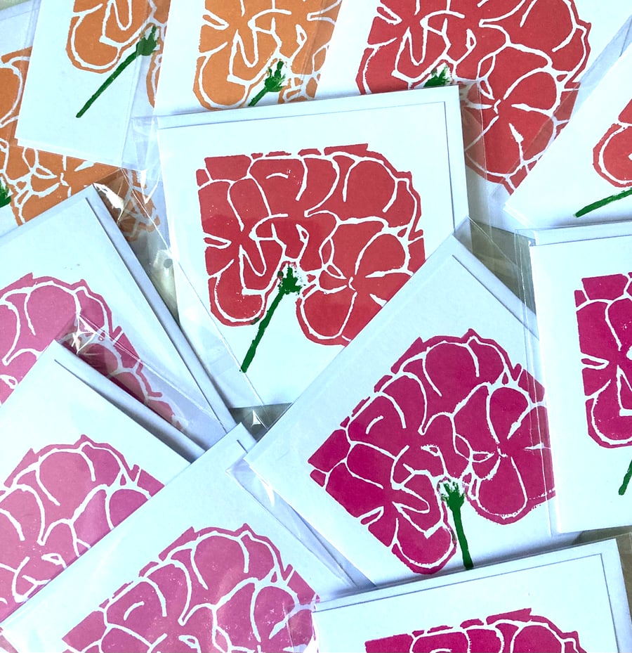 Original handprinted flower card