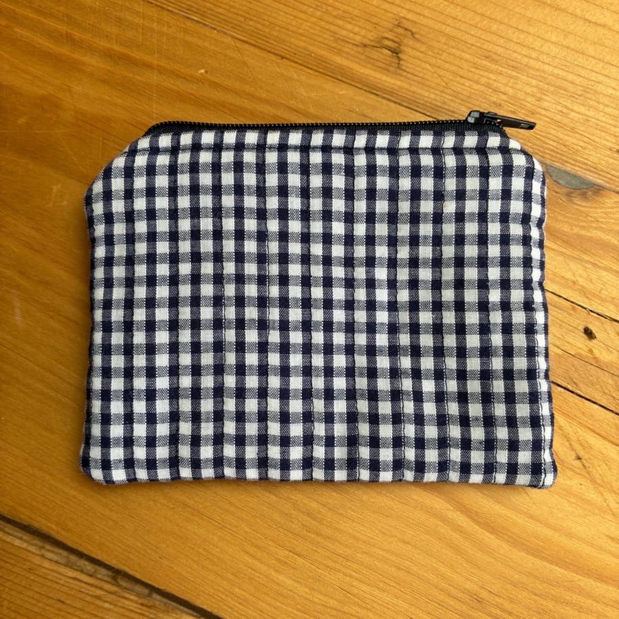 Gingham Quilted Fabric Midi Purse